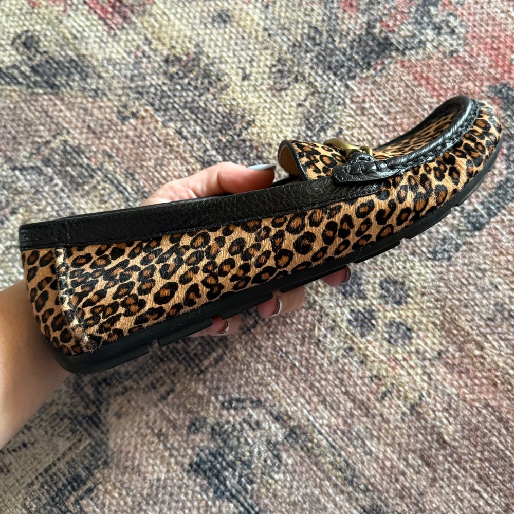 Coach Maegan Driver Haircalf Leopard Loafers Size 7B Natural EUC - Picture 7 of 13